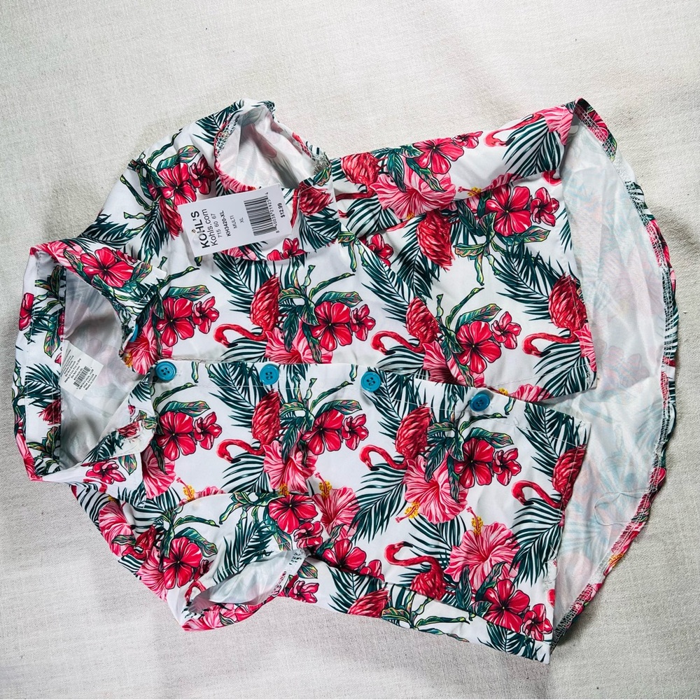 New Woof Brand White,Red, Green Hawaiian Dog Shirt Button Down X Large